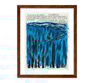 Image of Raymond Pettibon - The Weight of the Elements, Fine Art Giclee Print, Surfer Poster, Hawaii, Cali