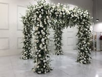 Stage design green and white flowers box design  Artificial flowers 