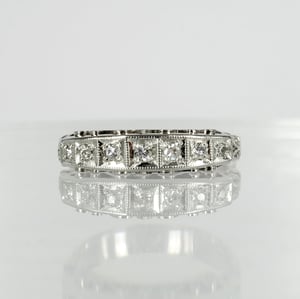 Image of 18ct white gold antique style diamond set eternity ring. SHLMP