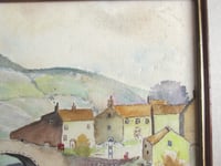 Image 2 of Vintage Watercolour Painting, River Village Landscape by Annie Davidson, Framed 12 1/2 x 10 1/2 ins 