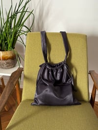 Image 3 of satin drawstring gray bag