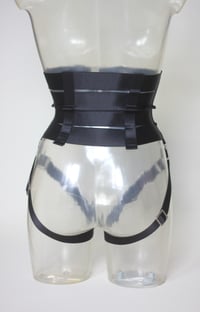 Image 6 of MADE TO ORDER - Elastic Waist Cincher in black satin with garters (Size XS - XL)