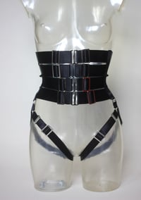 Image 5 of MADE TO ORDER - Elastic Waist Cincher in black satin with garters (Size XS - XL)
