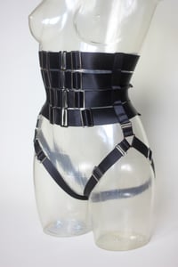 Image 7 of MADE TO ORDER - Elastic Waist Cincher in black satin with garters (Size XS - XL)