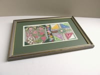 Image 3 of Vintage Abstract Geometric Floral Embroidery, Textile Wall Art in Frame Sized 16 x 11 ins