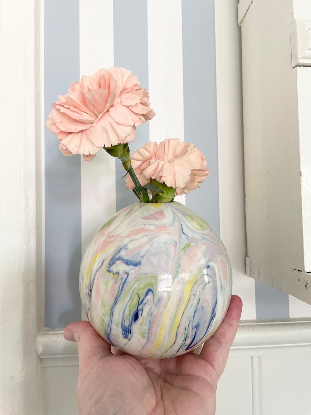 Image of Kugle vase blå/gul/pink