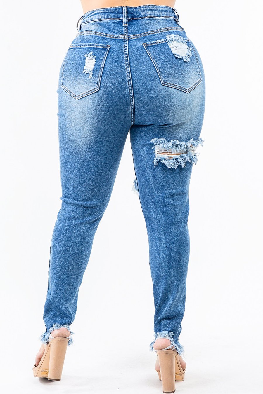 Image of 3PACK PLUS SIZE HIGH WAIST CUT OUT DISTRESSED JEANS