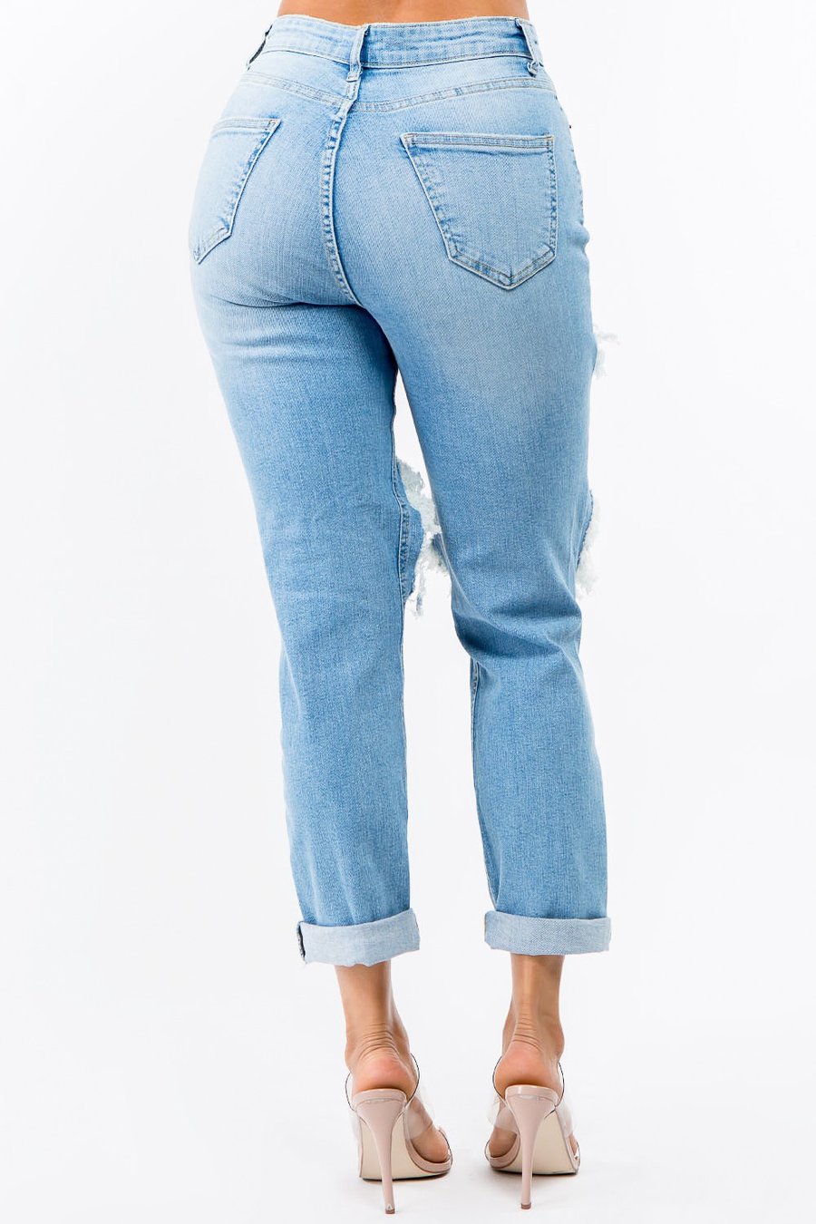 Image of 3pack PLUS SIZE HIGH WAIST CUT OUT BOYFRIEND JEANS