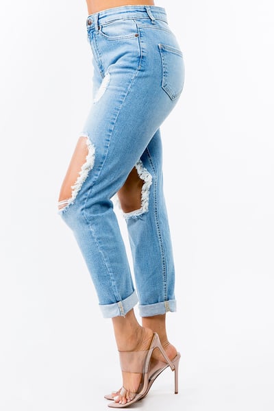 Image of 3pack PLUS SIZE HIGH WAIST CUT OUT BOYFRIEND JEANS