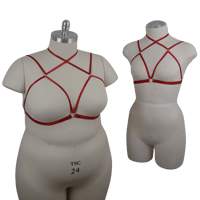 Image 2 of Red Strappy Elastic Chest Harness (Silver)