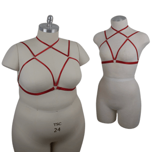 Red Strappy Elastic Chest Harness (Silver)