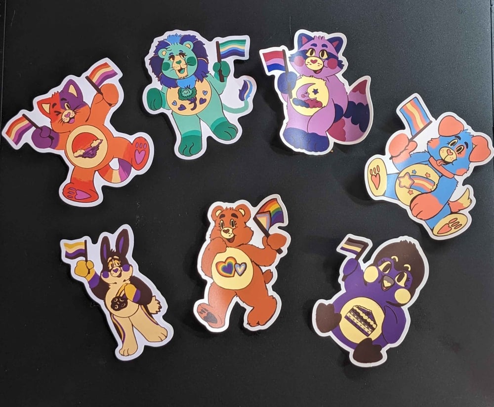 Image of Pride Bear & Friends Vinyl Stickers