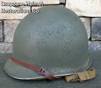 Image 9 of WWII M1 USMC Helmet McCord Fixed bale & rayon Hawley Liner. 1st Pattern Camo Cover.