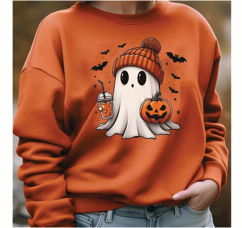 Image of ORANGE BEANIE GHOST T-SHIRT & CREWNECK