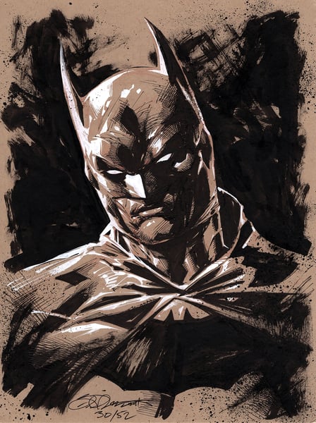 Image of BATMAN Pin-Up ARTWORK on Toned Board 9" x 12"