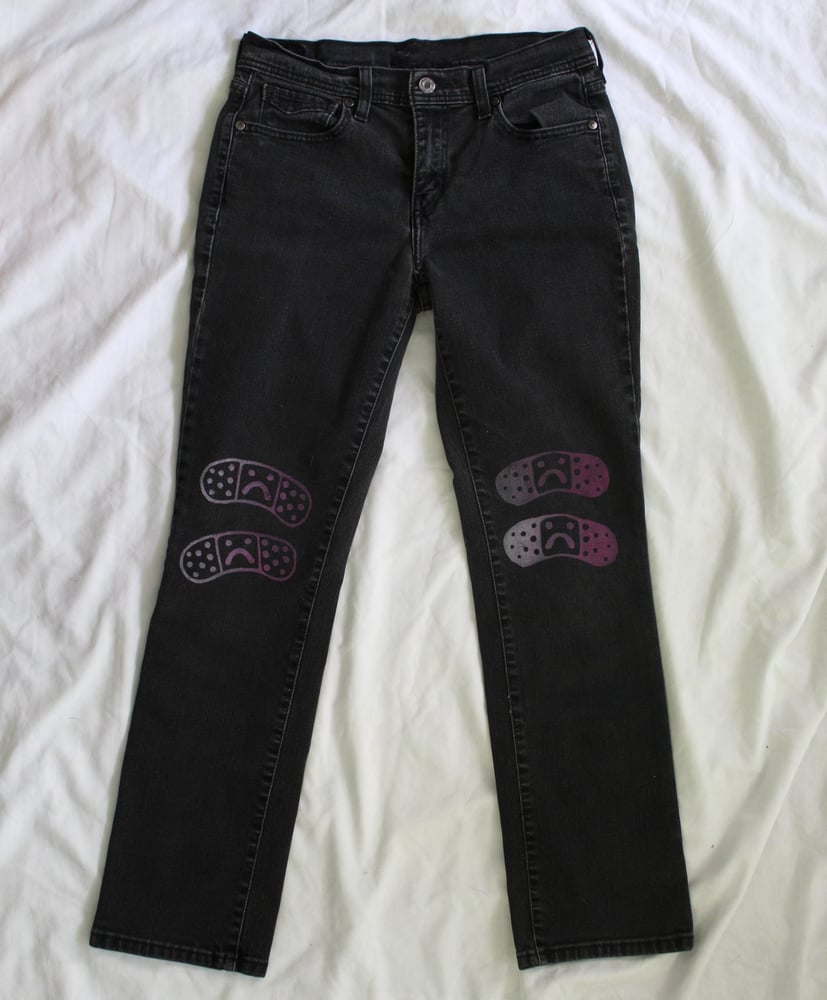 Image of Bandaged Knees Printed Jeans (Waist Size 32')