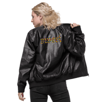 Image 16 of Embroidered BRH Sweet Faux Leather Bomber Jacket 