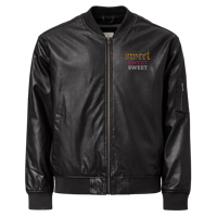 Image 8 of Embroidered BRH Sweet Faux Leather Bomber Jacket 