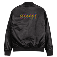 Image 2 of Embroidered BRH Sweet Faux Leather Bomber Jacket 