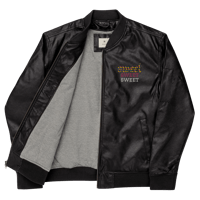 Image 1 of Embroidered BRH Sweet Faux Leather Bomber Jacket 