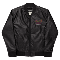 Image 7 of Embroidered BRH Sweet Faux Leather Bomber Jacket 