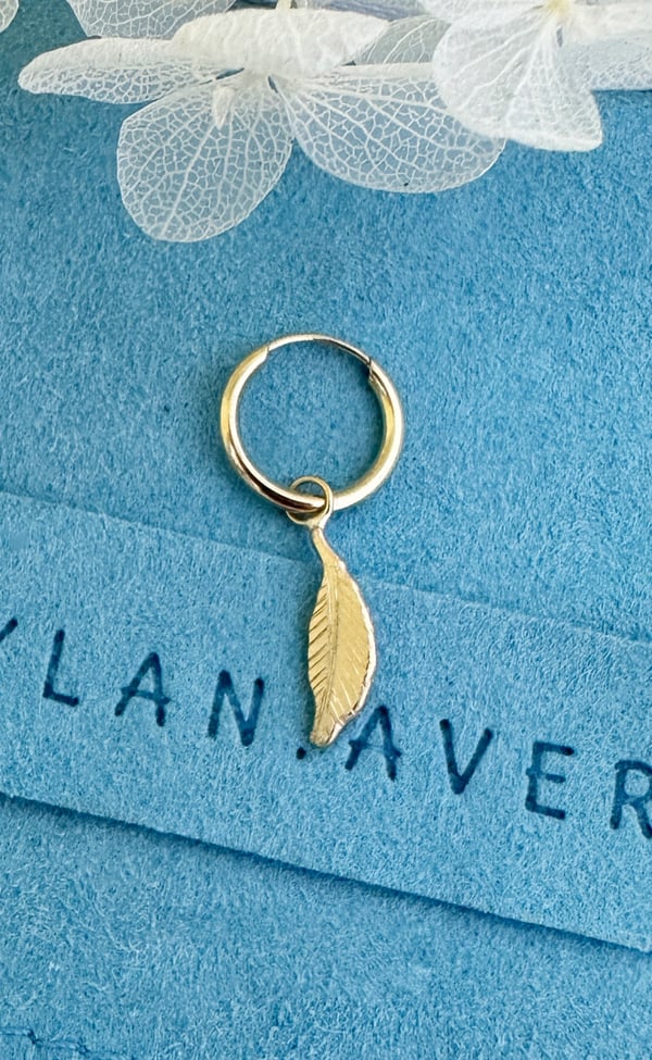 Image of Feather Charm on Sleeper Hoop