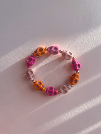 OAK Child Boho Skelly Bracelet- Pink, Beige,Orange