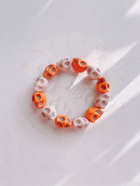 RTS  Child Boho Skelly Bracelet- Orange & Ivory