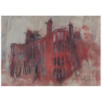 Image 1 of Tenements, Hyndland - Charcoal, Soft Pastels, Pencil And Acrylic Paint On Card