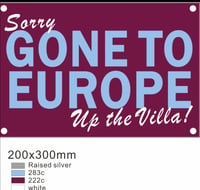 Image 2 of Villa gone to Europe metal sign, approx 200 x 300mm