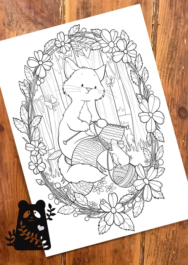 Image of Knitty Kitty Colouring Sheet