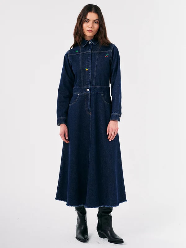 Image of 3-Vestido acampanado denim