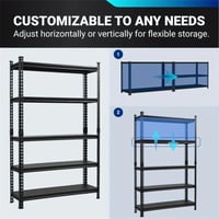 Image 6 of Heavy-Duty 5-Tier Adjustable Garage Shelving Unit - 2000LBS Capacity