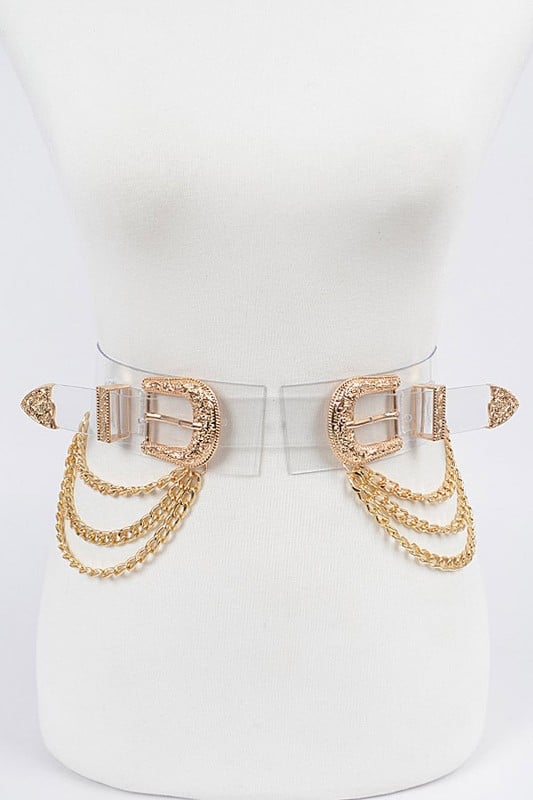 Image of 3PACK PLUS SIZE Transparent Multi Chain Metal Buckle Belt