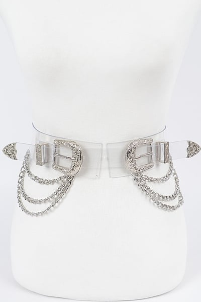 Image of 3PACK PLUS SIZE Transparent Multi Chain Metal Buckle Belt