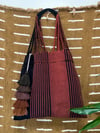 Woven Striped Tote - cinnamon combo