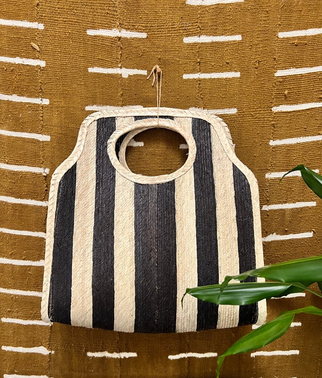 stripe woven tote