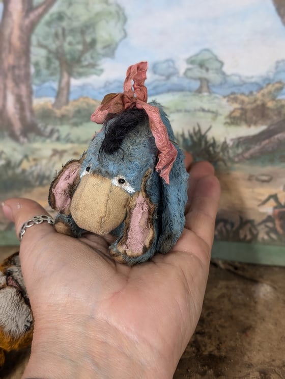 Image of BLUE - "EEYORE" - Teenie-Weenie little classic vintage style Eeyore donkey by whendis bears....