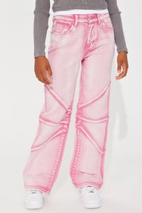 Image 2 of Pink wide leg jeans