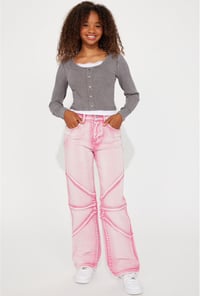 Image 1 of Pink wide leg jeans