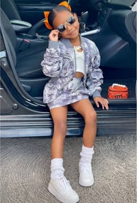 Image 1 of Grey & White Camo Skirt Set