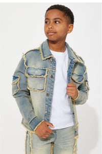 Image 1 of Denim Jacket & Stacked Jeans Set