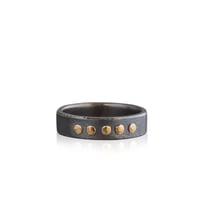 Image 1 of 5 rivet, 18k gold and oxidized band