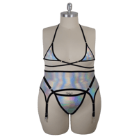 Image 2 of Holographic Spandex Garter Belt