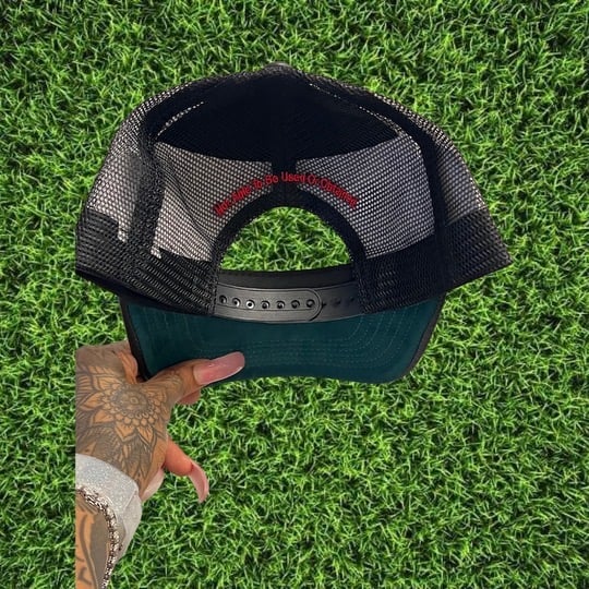 Image of Faux Leather Black & Red Trucker