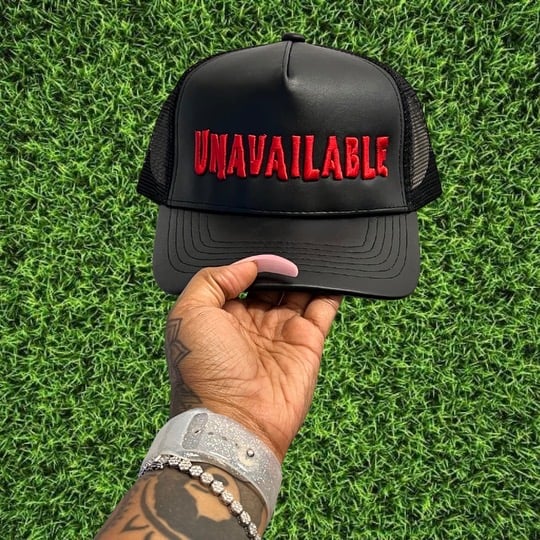 Image of Faux Leather Black & Red Trucker