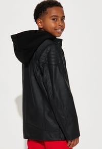 Image 3 of Leather Ribbed Jacket