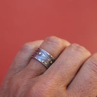 Image 2 of the eyes have it, 18k yellow gold and oxidized silver band