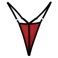 Image 2 of Red and Black Mesh G-String