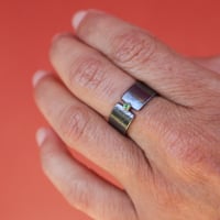 Image 2 of tsavorite fig ring in oxidized silver and 14k gold